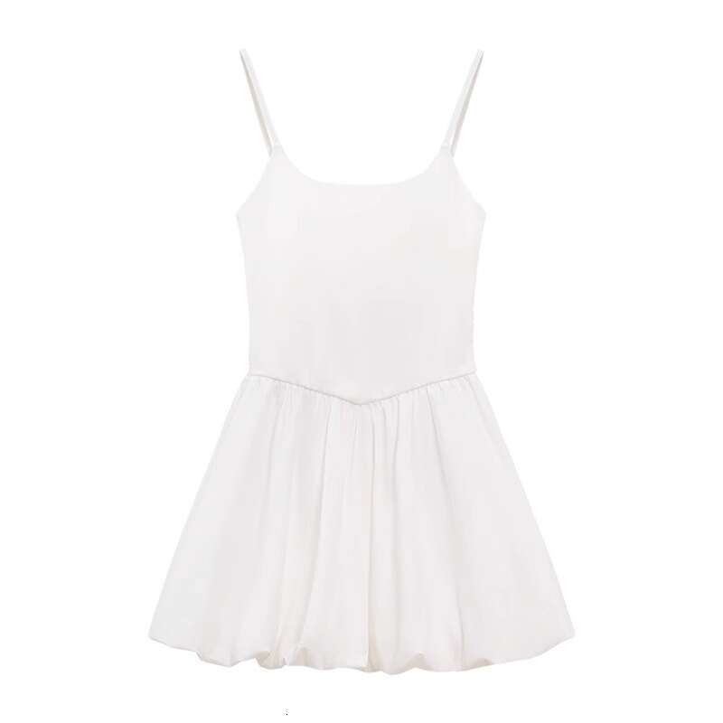 French Style Gentle White Strap For Women Summer Slim Fit Slimming Puff Princess Birthday Short Dress B5