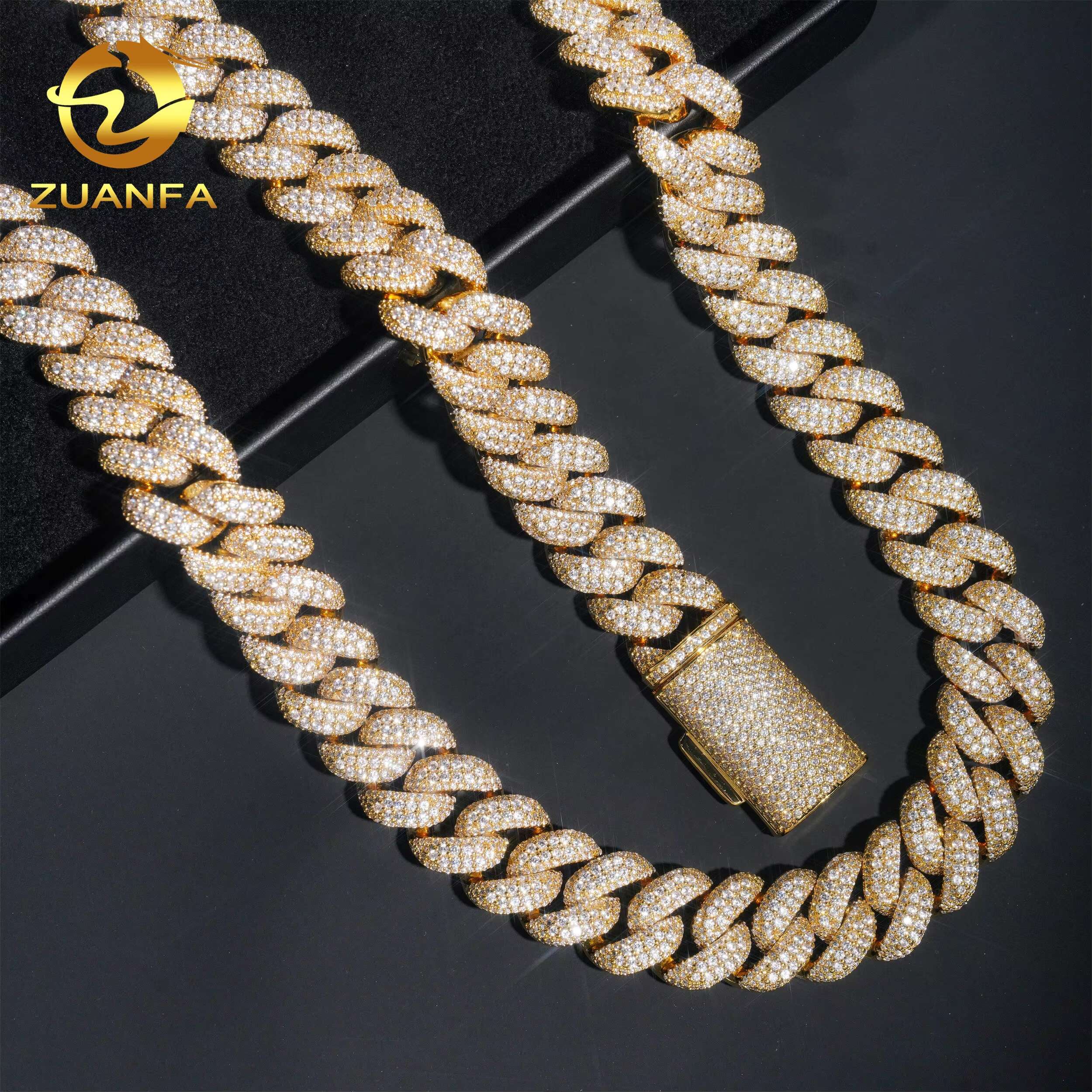 Factory Price Brass Iced Out Jewelry Hip Hop Miami Cuban Chain 5A Best Quality Cz Men Link Chain