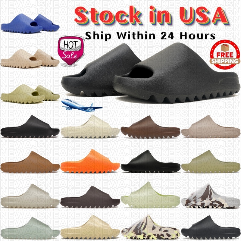 Designer slides for men slippers onyx Bone Azure Flax Pure restock pair Ochre glow green Resin Soot black Core womens sandals mens solid slide classics slipper sandal