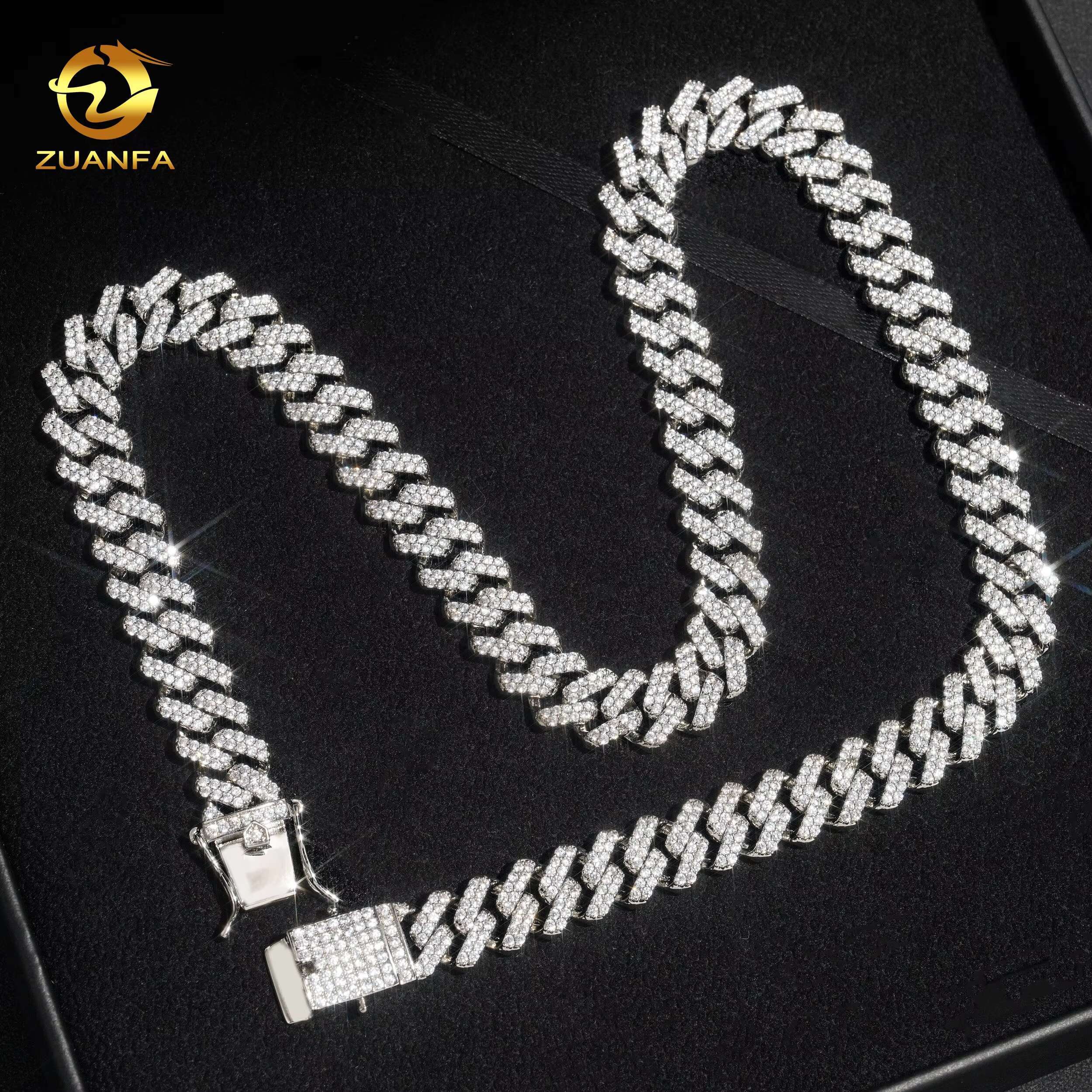 Hip Hop Jewelry Luxury Custom High Quality Brass Zircon 5A CZ Initial Necklace Cuban Link Chain