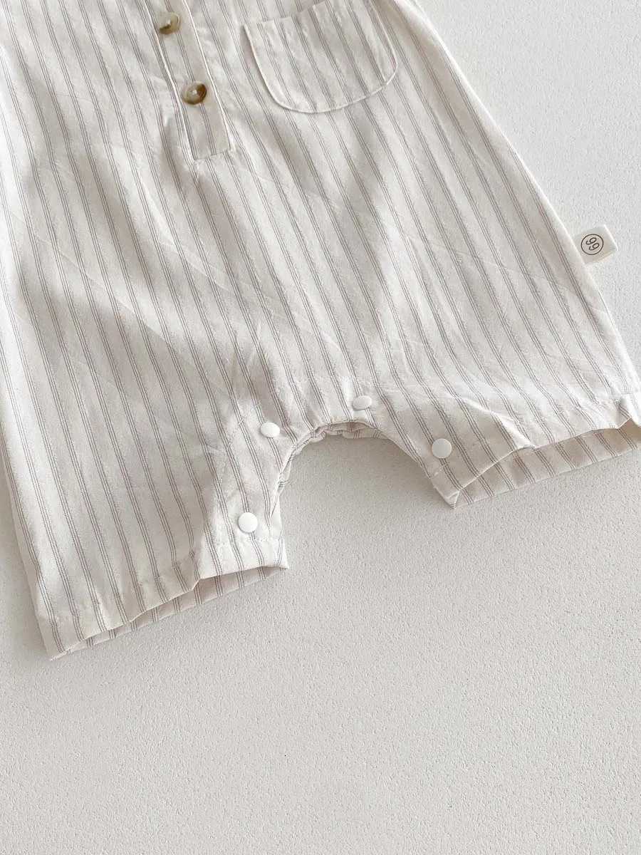 Korean Sle Newborn Bodysuit Striped Sleeveless Baby Romper with Hat Two Piece 0-24 Months Infant Onesie XJ250712