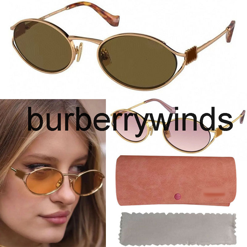 Muimuus Womens oval metal frame sunglasses fashionable light colored decorative mirror designer high quality UV400 resistant sunglasses with box SMU 54Y ZS B3O0