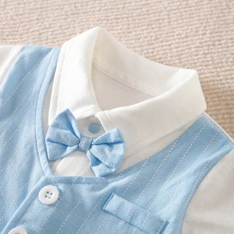 100% Cotton Short Sleeve 0-18 months Gentleman Tie Outfit Handsome Jumpsuit Baby Boys Suits Cotton Onesie Newborn Toddler Trendy XJ250712