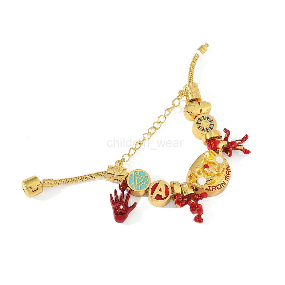 Disney Marvel Iron Man Charm Bracelet Gold Color Superhero Women DIY Bracelet Avengers Bangles Jewelry Party Gifts W20250712
