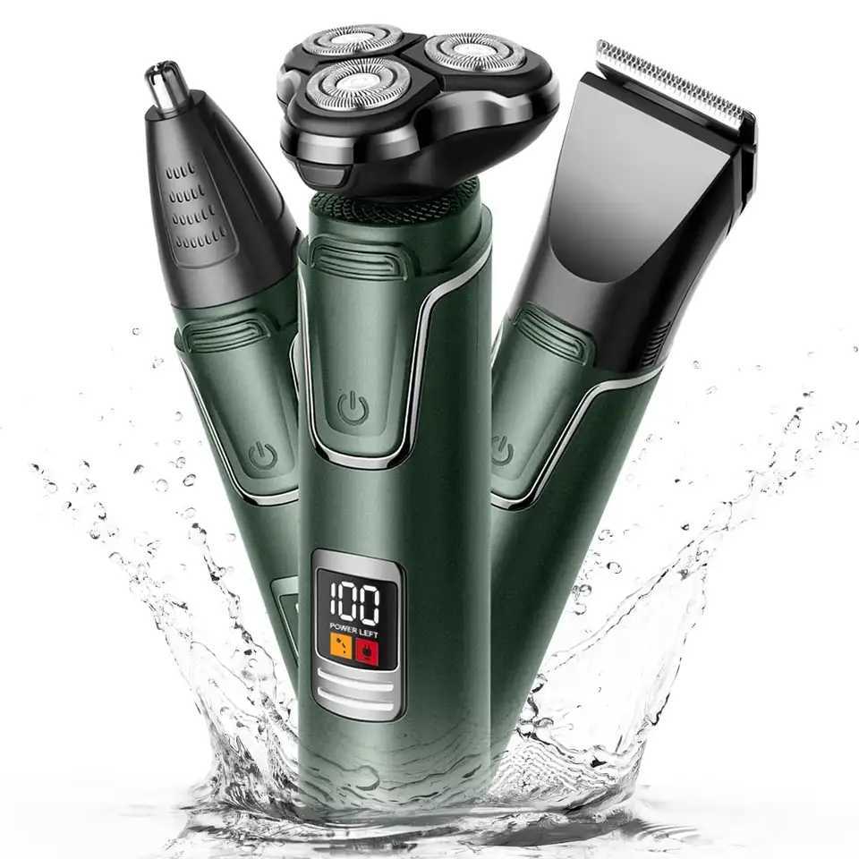 3 IN 1 Electric Razor for Men Rechargeable Electric Shavers with Nose Hair Beard Trimmer Groing Kit Shaving Machine G250712