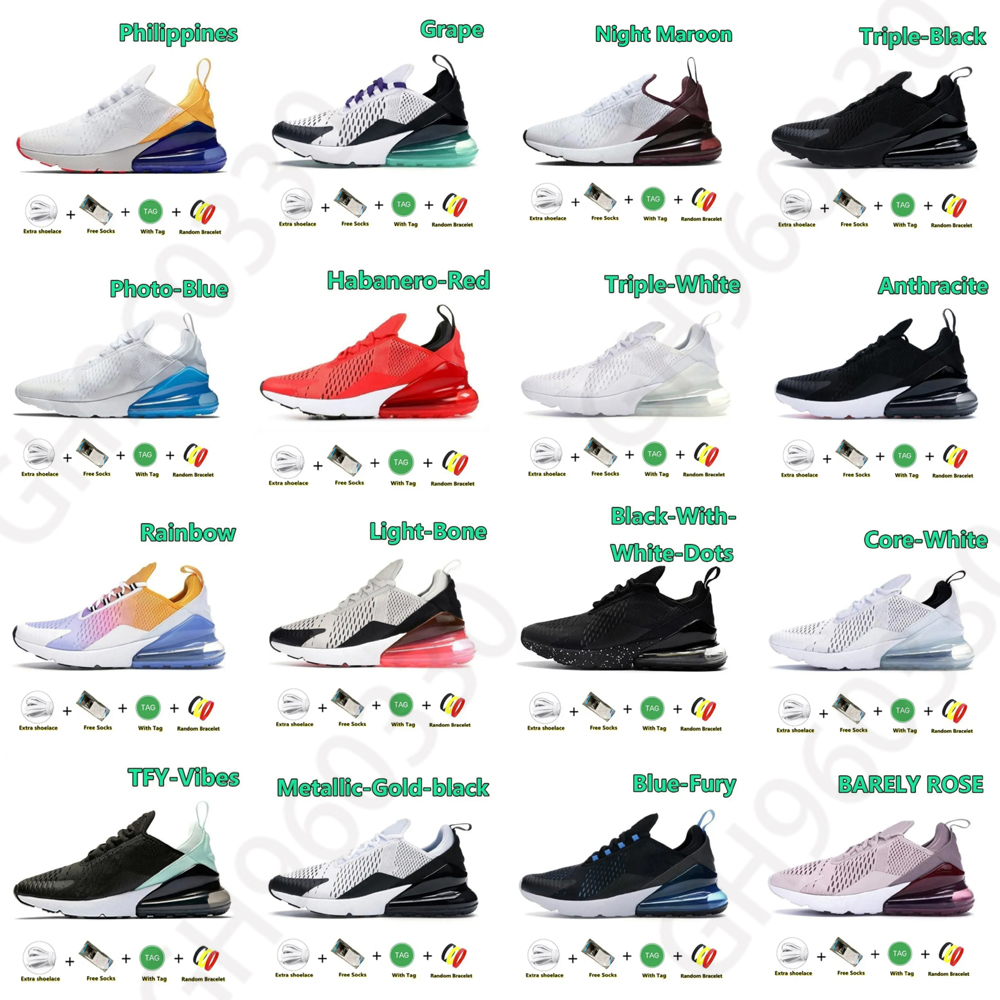 270 270s Designer Running Shoes Triple Black Core White Atmosphere Anthracite Brown University Red Photo Blue Men