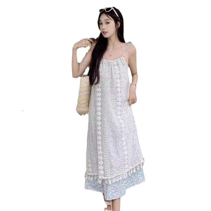 Summer Women's Fashion New Small Gentle Style Strap Female First Love Belly Covering Loose Slimming Dress B5