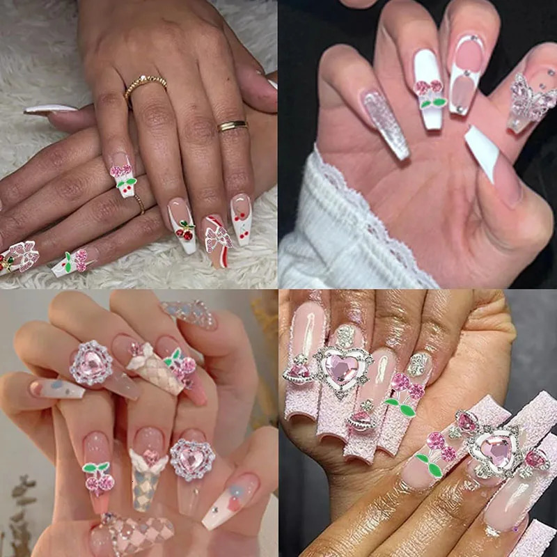 24PCS Star Nail Charms Silver Gems Pink Nail Rhinestones For Nails DIY Multi Style Nail Art Decoration Accessories Nail Supplies 250703