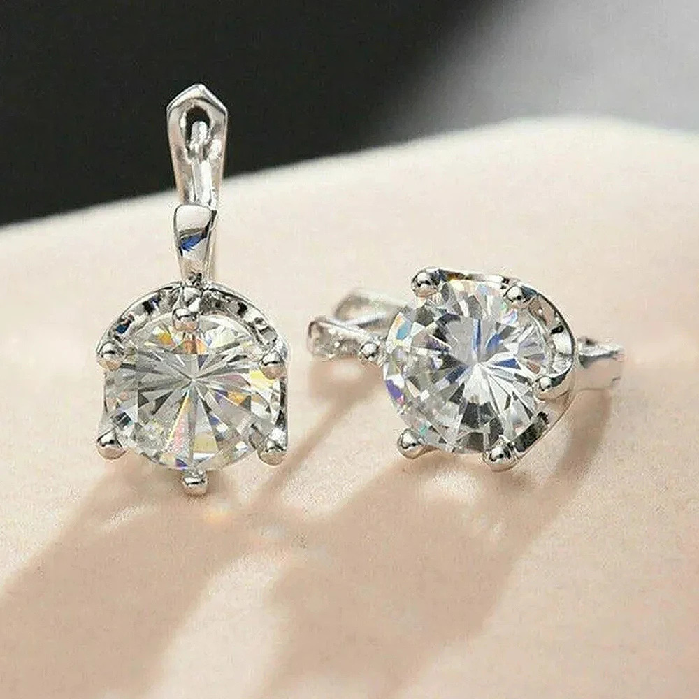 Huitan Round Cubic Zirconia Hoop Earrings for Women Fashion Contracted n Silver Color Earrings Jewelry Wholesale Lot 250708