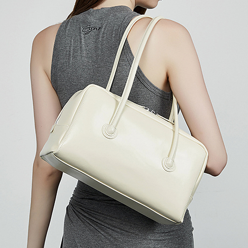 Toptrends Cowhide Genuine Leather Underarm Shoulder Bags For Women New 2025 Luxury Designer Satchel Tote Bowling Ladies Handbags