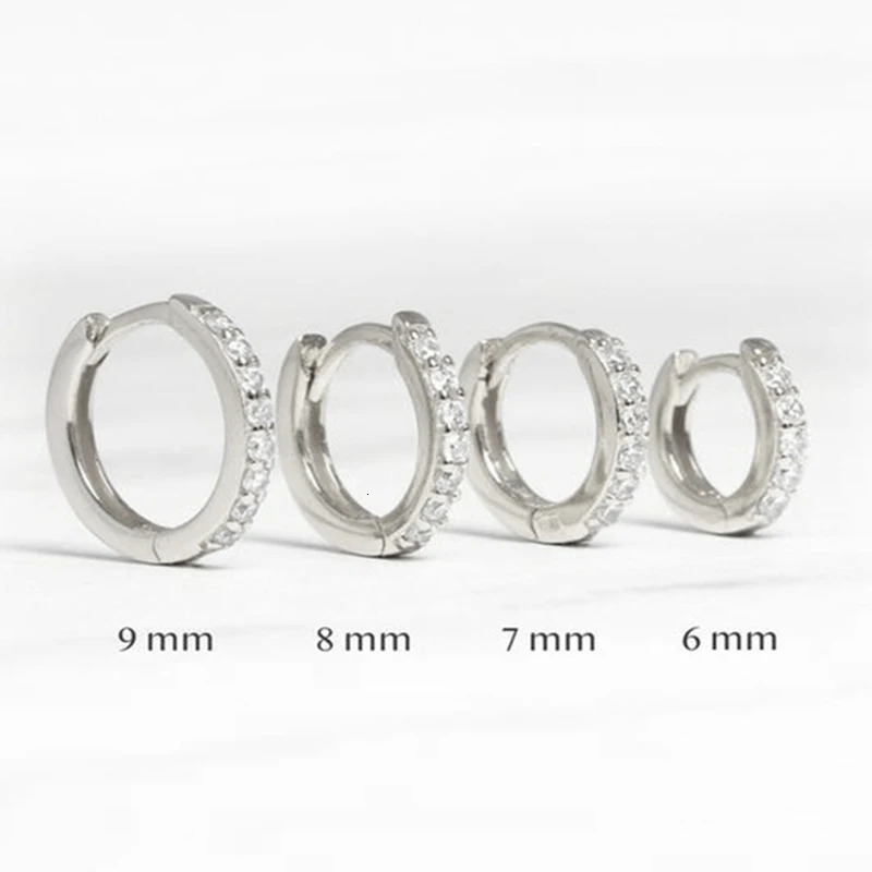 Silver Color Simple Fashion Hoop Crystal Zirconia Small Huggie Thin Cartilage Earring for Women Ear Piercing Jewelry Gift 250708