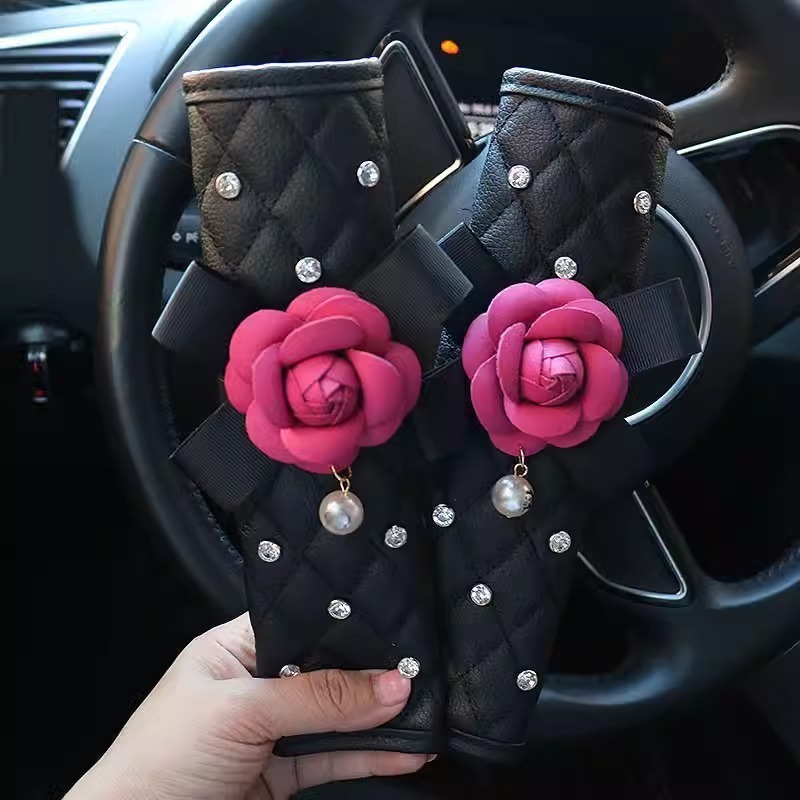 Car Interior Accessories Set Gear Shift Handbrake Cover Seatbelt Shoulder Pad Handle Cover Rearview Mirror Cover 250711