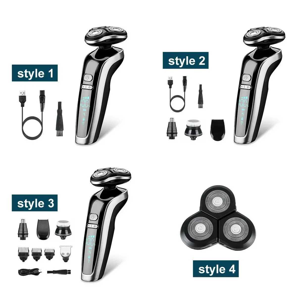 5 in 1 USB Rechargeable Mens Beard Trimmer Waterproof 4D Dry Wet Digital Display Shaver Razor Washable Shaving Machine G250712