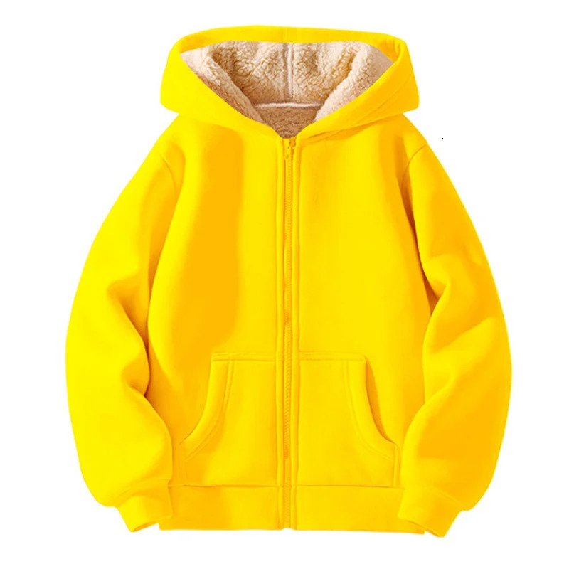 Boys Girls Casual Jackets Kids Padded Thickened Lambswool Coats Children Warm Winter Hoodies Teenager Fashion Hooded Clothing 250711
