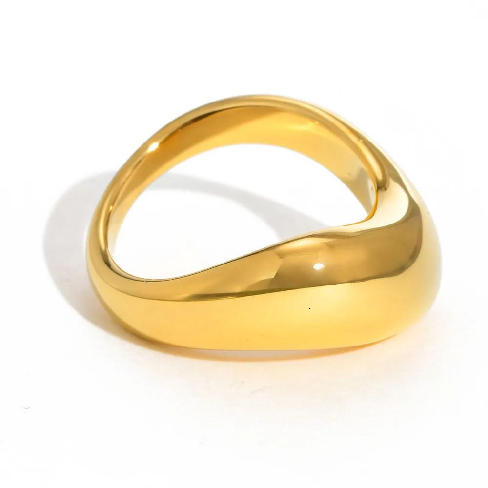 Vnox Womens Statement Ring Chunky Gold Plated Waved Stainless Steel Finger Band 2025 Dainty Stackable Ring Jewelry 250708