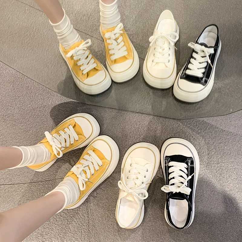 Spring/Summer New Fi Korean Editi Simple and Versatile Board Shoes for Women Wearing Casual Ugly Cute Big Head Canvas XJ250712