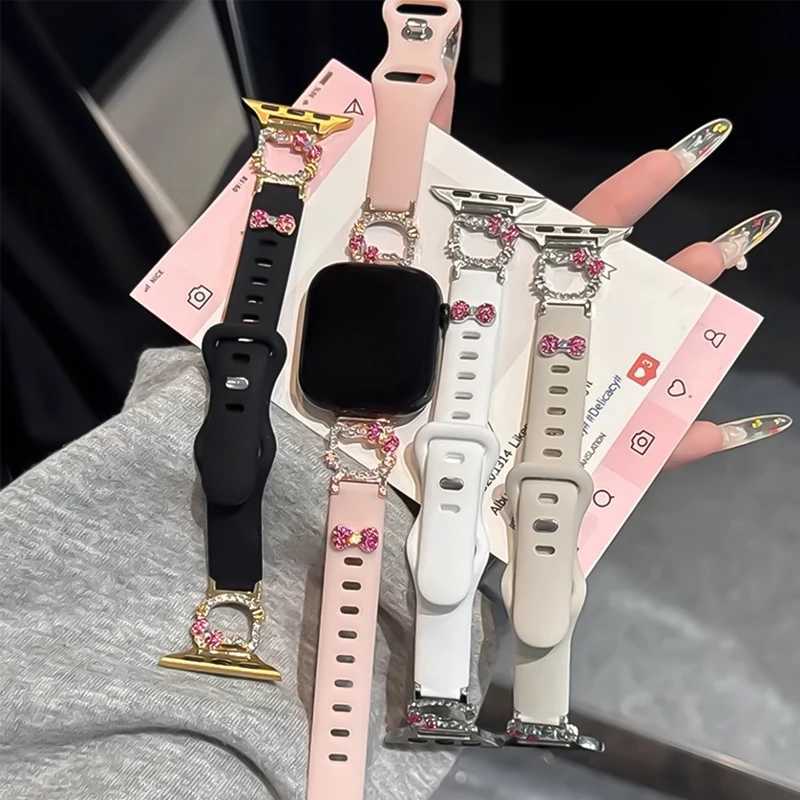 Korean Cute Cat Sile Str For ple Band 49 41 44 45 42 46 Wen Wrist Bracelet For i 9 8 7 10 SE ly Kitten watchband Y250712