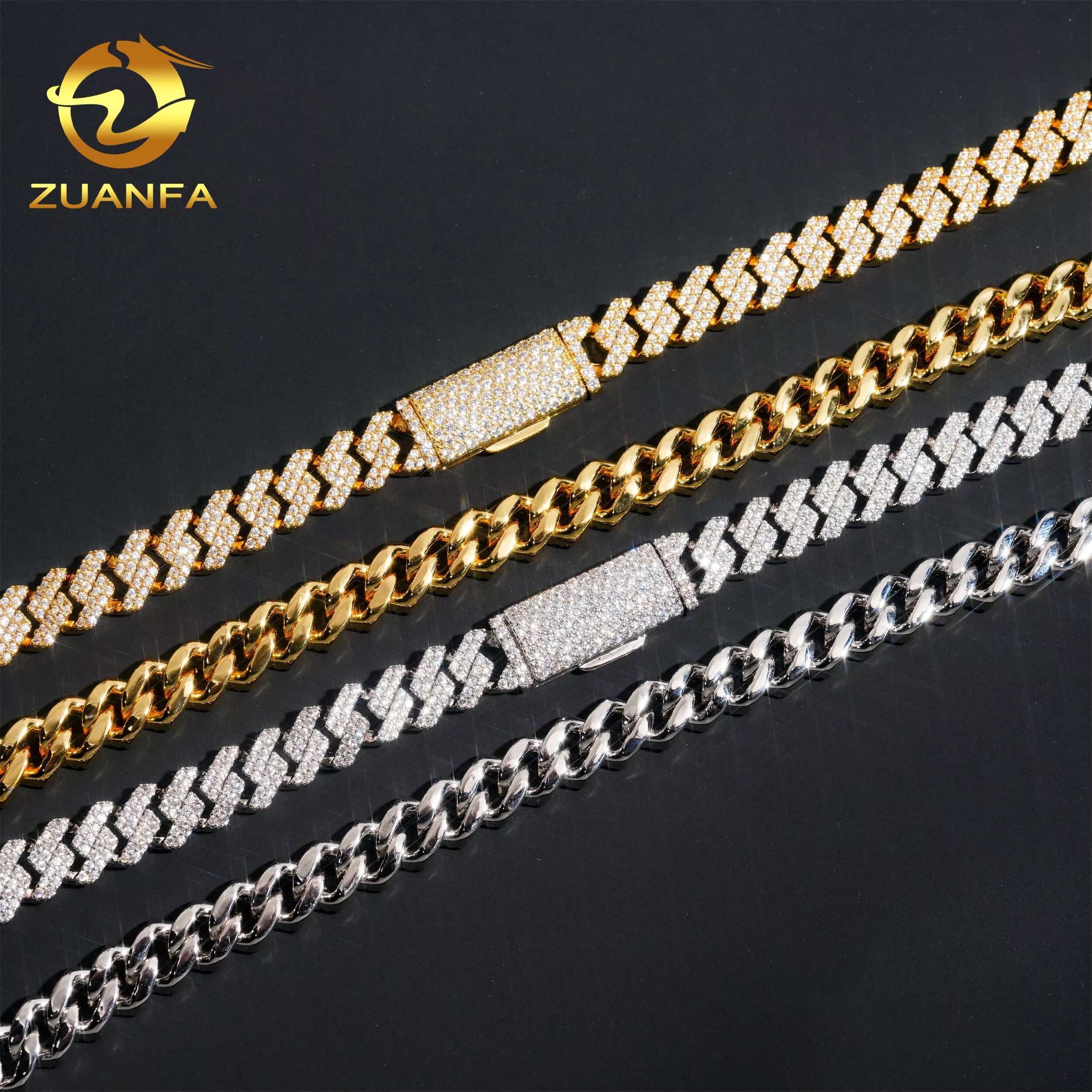 Iced Out Men Necklace Brass Zircon Cuban Chain Necklace Iced Out Hip Hop Jewelry 5A Cz Cuban Link Chain