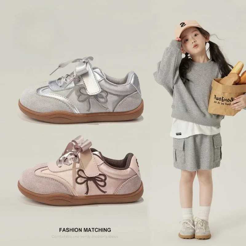 2025 Children Casual Sneakers for Girls Spring New Fashion Korean Style Soft Anti-slippery Versatile Chic Sweet Bowtie Shoes XJ250712