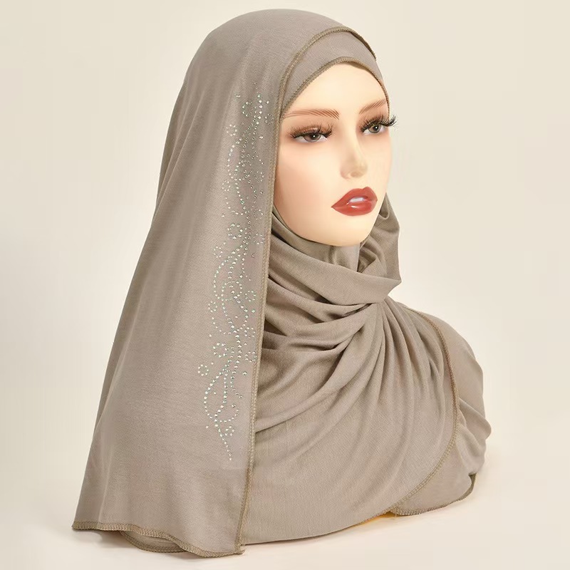 T1194 new wave hot diamond lazy convenient headscarf Muslim ladies mercerized cotton fashion head shawl