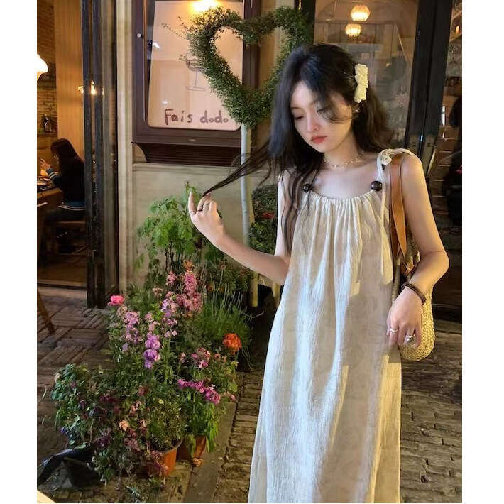 Elegant Sleeveless For Women, Age-Reducing, Petite, Summer New Style, Slimming, Beach Vacation Outfit, Strap Dress B5