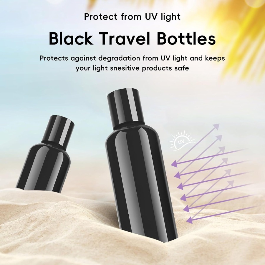 10 Pack 3.4 oz Black Travel Bottles for Toiletries TSA Approved Leakproof Travel Size Containers Empty Small Plastic Shampoo