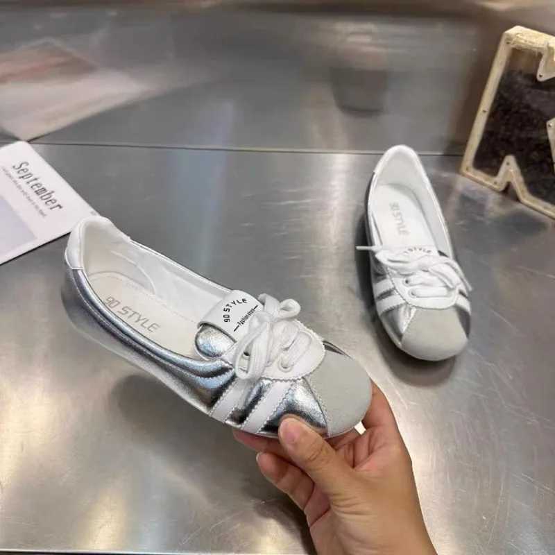 Womens Flats New Fi Pahwork Breathable Slip- Casual Sneakers Girls Comfortable Lace-up Ballet Flat Shoes LoafersXJ250712