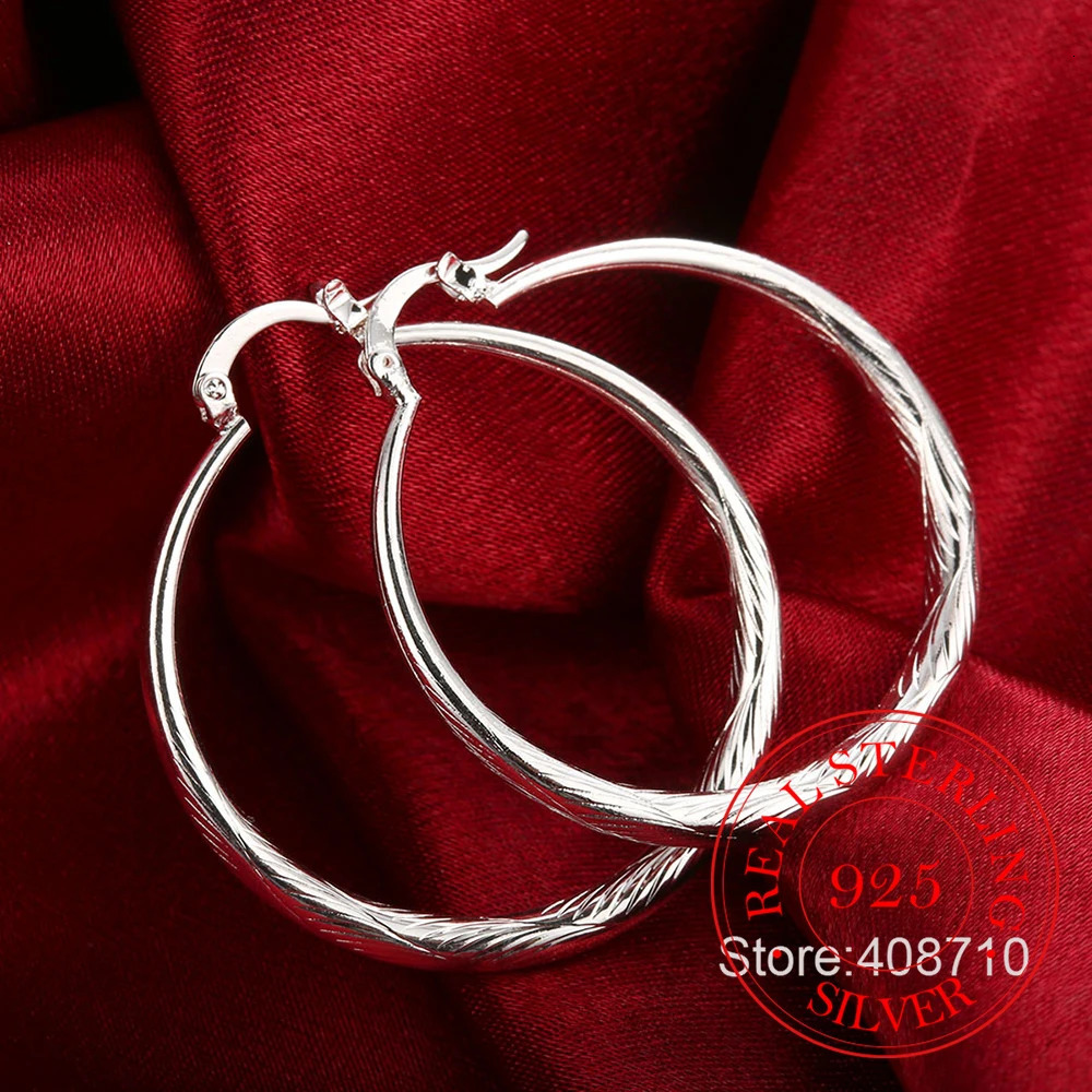 925 Sterling Silver Hip Hop Round Earrings for Women Large Circle 4.0cm Piercing Hoop Earring Dropship Suppliers 250708