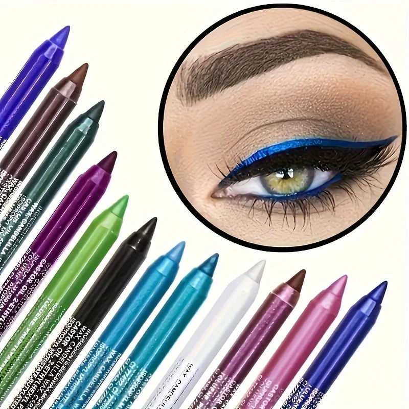 Smudge-Proof High-Shine Waterproof Eyeliner Pencil - Long-Lasting Ethically Made Black Multicolor Options 250712