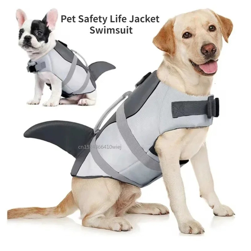 Shark Dog Life Jacket Enhanced Buoyancy Small Dogs Swimming Clothes Safety Vest with Handle for Medium Large Dogs Surfing 250716