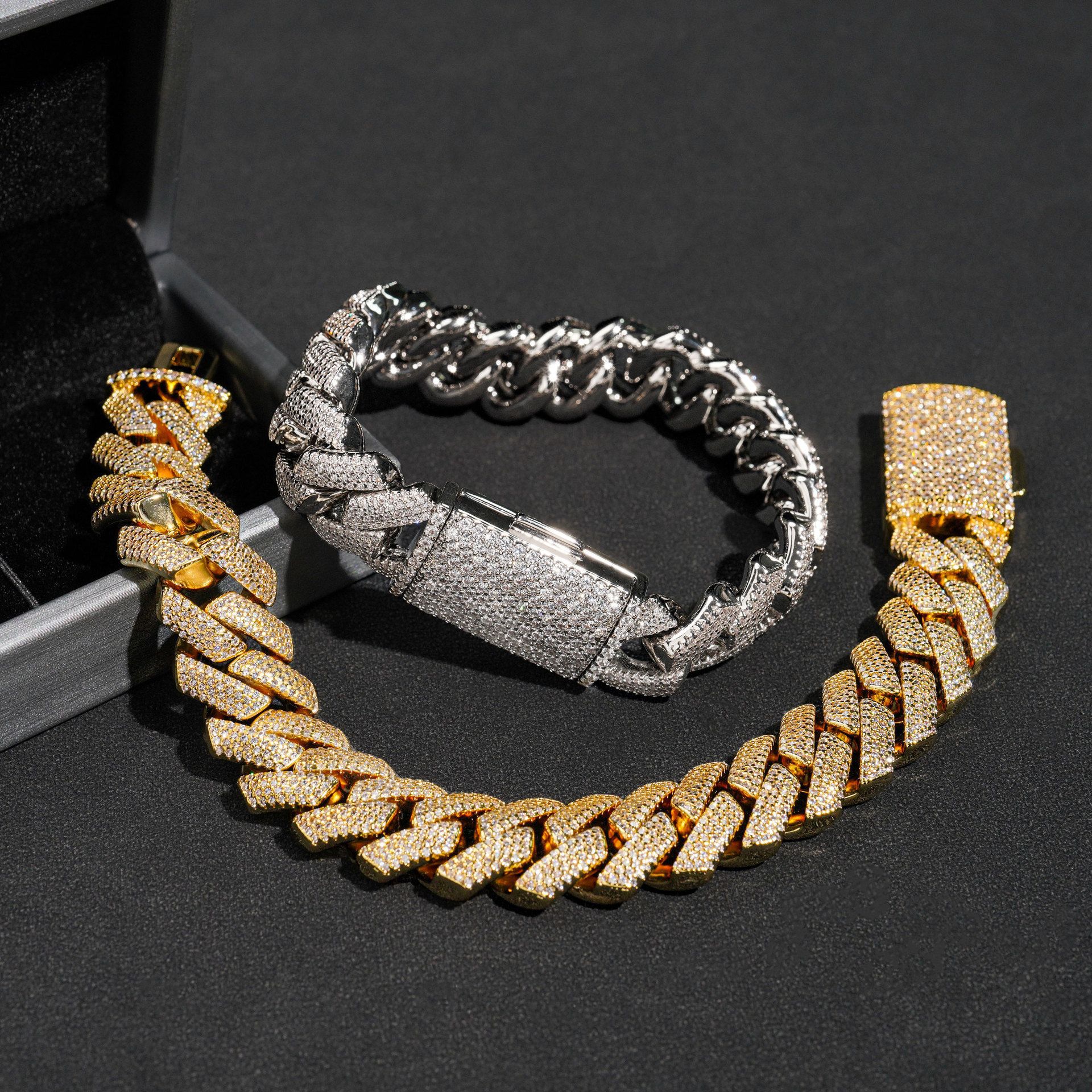 Hot Sale VVS Iced Out Moissanite Pass Diamond Test 925 Silver Gold Hip Hop 2Rows 15mm Cuban Link Chain Necklace Fine Jewelry