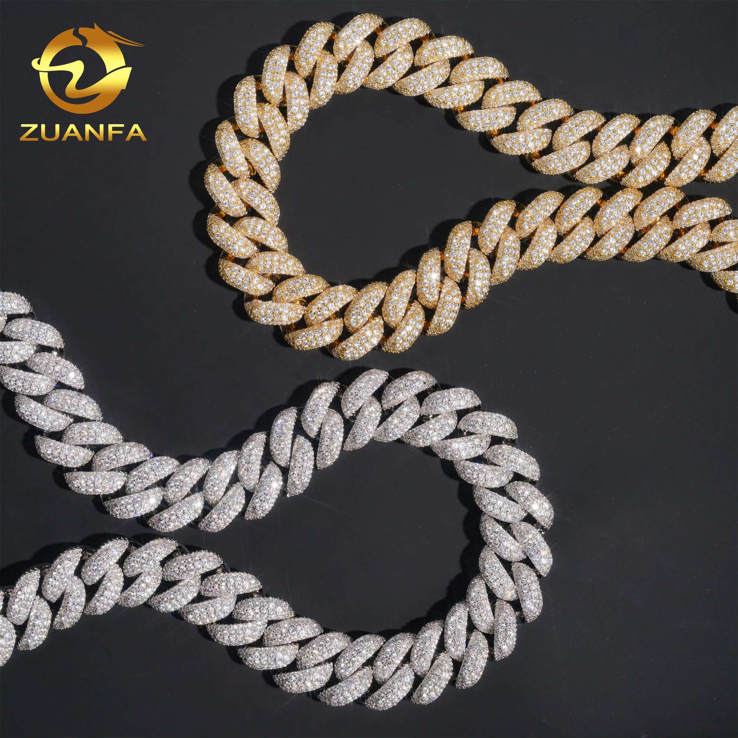 Factory Price Brass Iced Out Jewelry Hip Hop Miami Cuban Chain 5A Best Quality Cz Men Link Chain