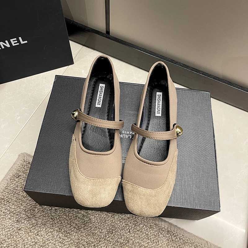 Elegant Mary Janes Flats Shoes Women Black Buckle Strap Shallow Casual Ballet Shoes Ladies Spring Autumn Canvas Loafers 2023 XJ250712