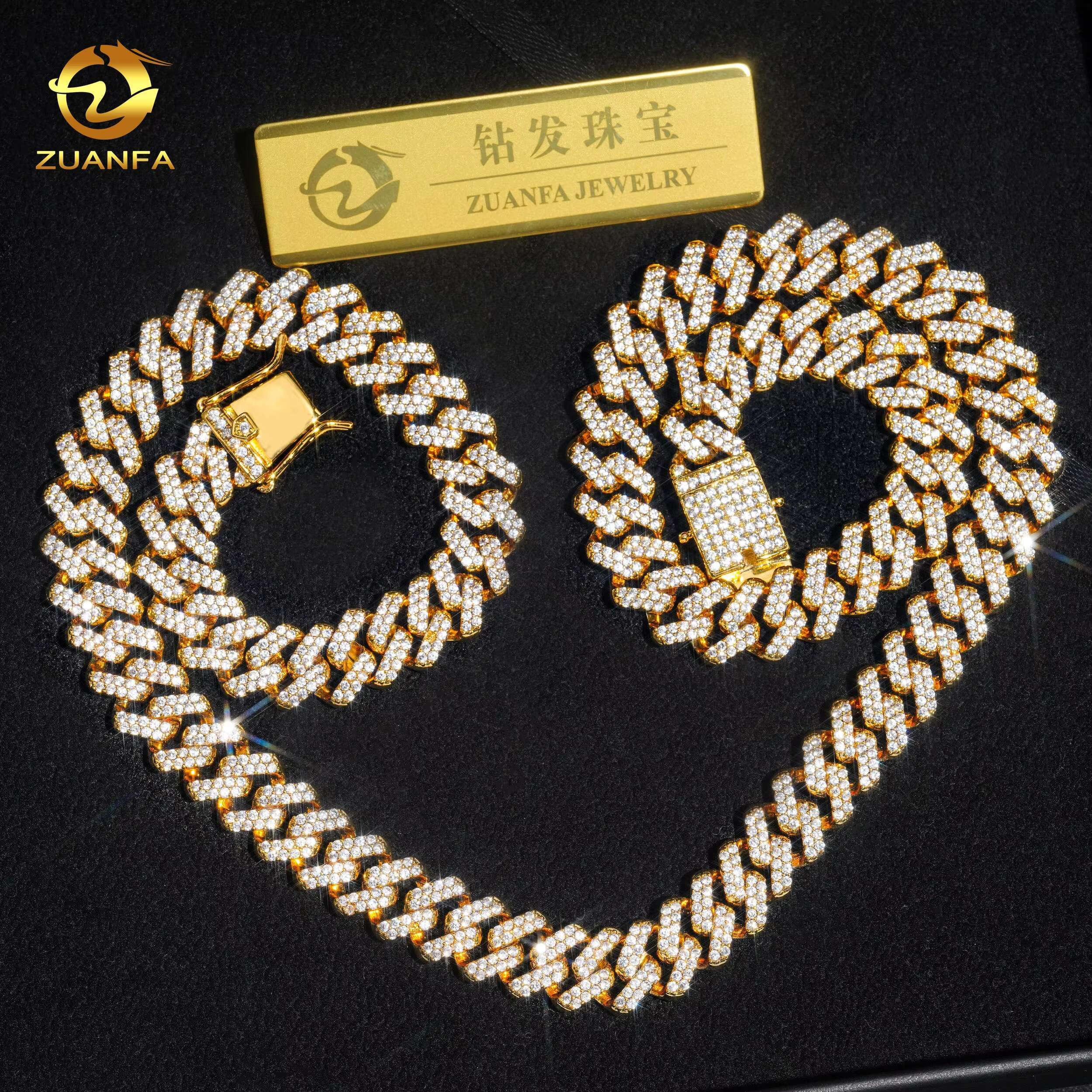 Hip Hop Jewelry Luxury Custom High Quality Brass Zircon 5A CZ Initial Necklace Cuban Link Chain