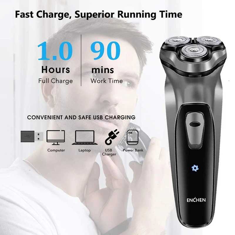 ENCHEN Blackstone Electrical Rotary Shaver for Men 3D Floating Washable Type-C USB Rechargeable Shaving Beard hine G250713