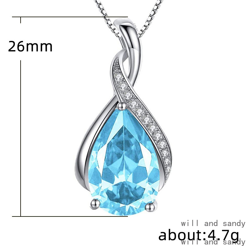 Tear Drop Gemstone Necklace Sterling Silver Heart Cz Bar Cross Dragonfly Pendant Women Necklaces Fashion Jewelry Anniversary Wedding Birthday Mother G