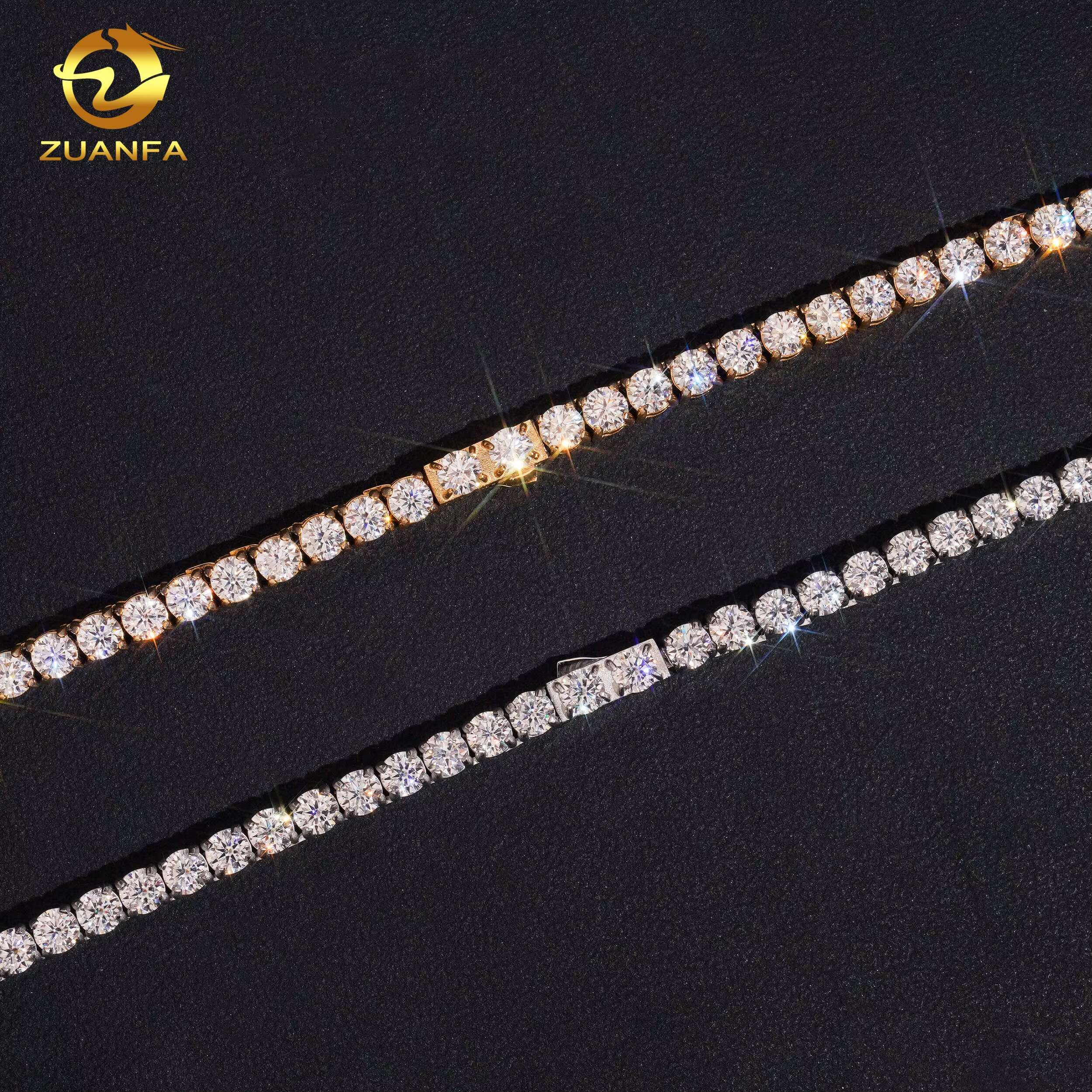 High Quality VVS Moissanite Necklace 4mm Bracelet Hip Hop Moissanite Jewelry Iced Out Diamond 316L Stainless Steel Tennis Chain