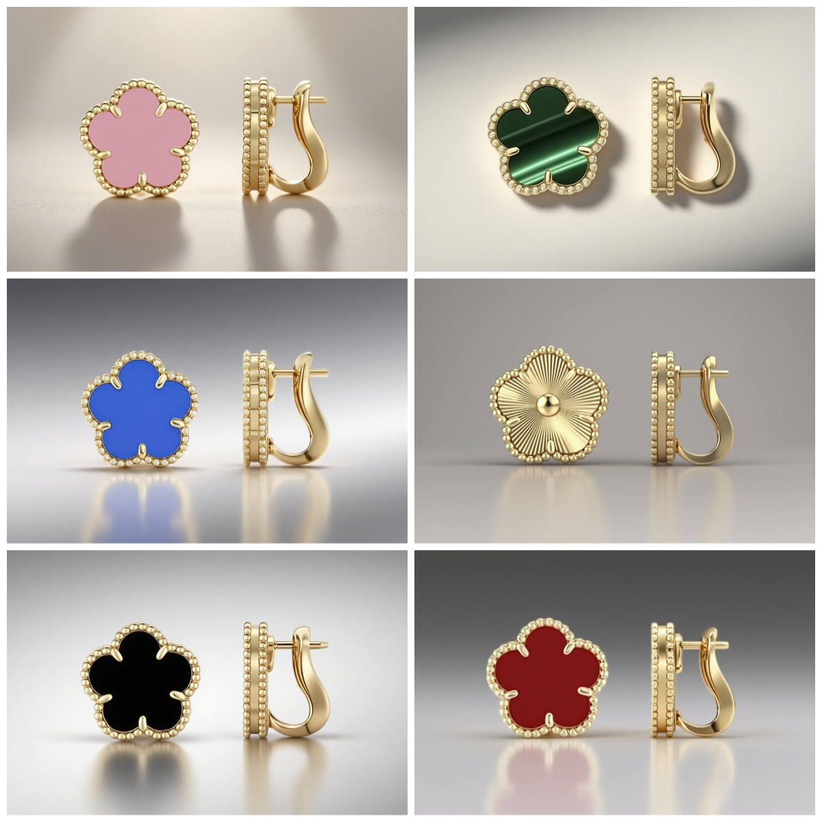 15mm clover earrings designer jewelry women earrings designer Vintage four leaf clover charm earrings Mother-of-Pearl clip earrings silver stud earring girl gifts