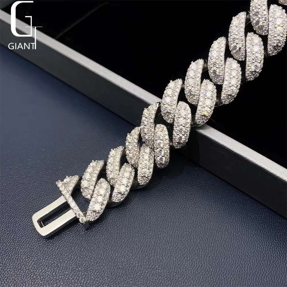 925 Sterling Silver VVS Moissanite Diamond 16 mm HIP HOP Cuban Jewelry Fashion Cuban Link Chain Necklace Bracelet Unisex