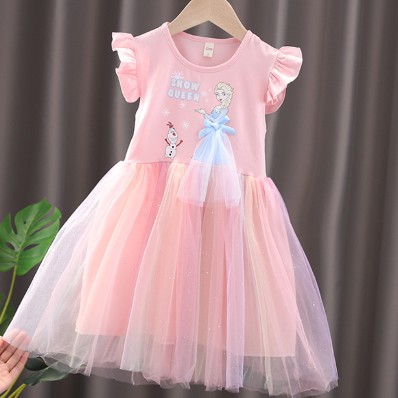 DISNEY Children's designer summer clothing princess Elsa princess dress birthday party dress beach Frozen dress for girls Summer children's 