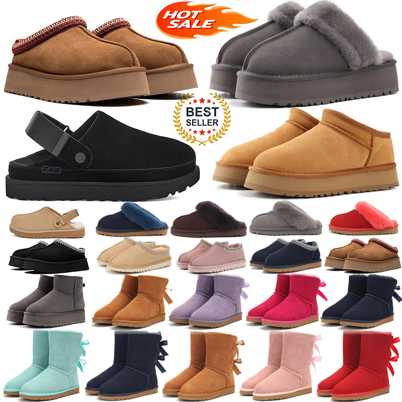 Designer boots for women booties Clog slippers chestnut black brown pink red navy bankle short bow platform winter boot Bowtie EUR 36-45