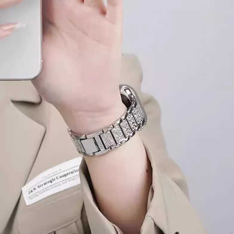Diamond Bling Str For ple Band 49-45-40mm 44-41mm 46-42mm Metal Belt For I Series 10 9 8 7 SE 6 5 Wen Bracelet watchband Y250712