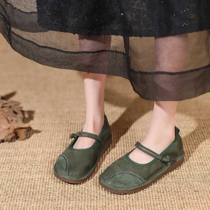 Mary Janes Flat Shoes for Women Fi Pahwork Shallow Casual Flats Plus Size Ladies Spring Autumn Soft Leather Loafers XJ250712
