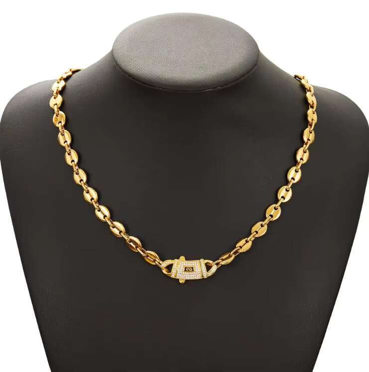Waterproof Necklace 18k Gold Jewelry Cuban Link Chain Pig Nose Chain 6mm 8mm Cuban Chain Collar Y Pulsera Long Time No Fade