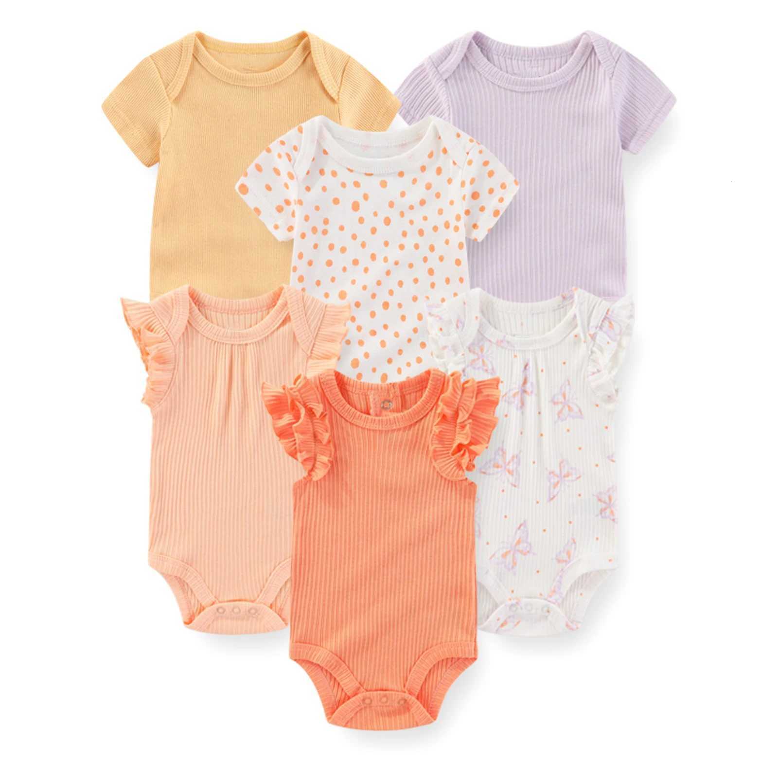 Fashion Baby Boy Girl Bodysuits 6-Pack Casual Cotton Soft Infants Outfit Newborn Clothes W250712