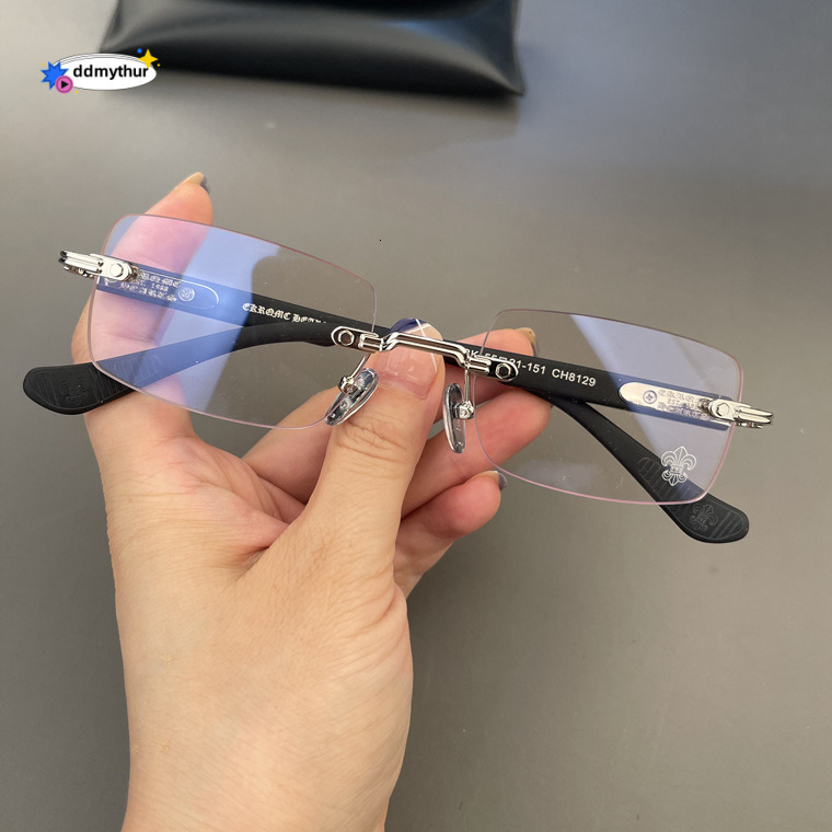 Kroxing Eyeglass Frame New Frameless Perforated Personality Unisex Ultra-light Myopia Non-prescription Glasses Simple and Elegant ddmythur