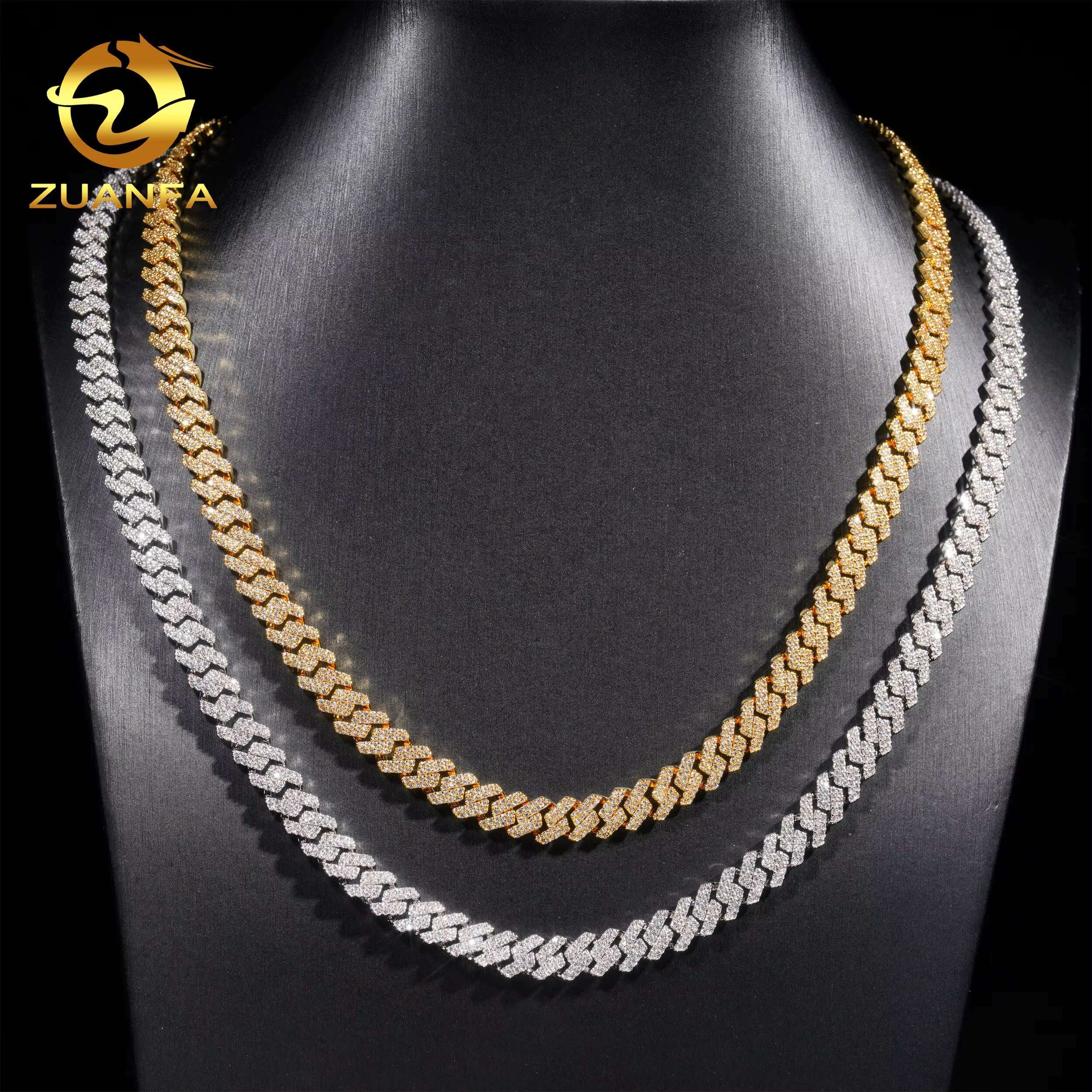 Iced Out Men Necklace Brass Zircon Cuban Chain Necklace Iced Out Hip Hop Jewelry 5A Cz Cuban Link Chain