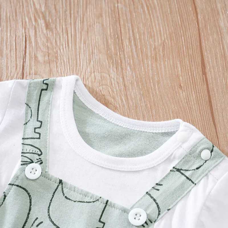 Summer Newborn Boys And Girls Cute Strap Elephant Print Cotton Comfortable Short Sleeve Bodysuit XJ250712