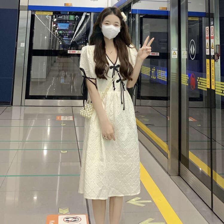 Summer New Design Sense Cheongsam Improved Hanfu Women's Clothing Plus Size Waist Slimming Bowknot Dress For Women B5