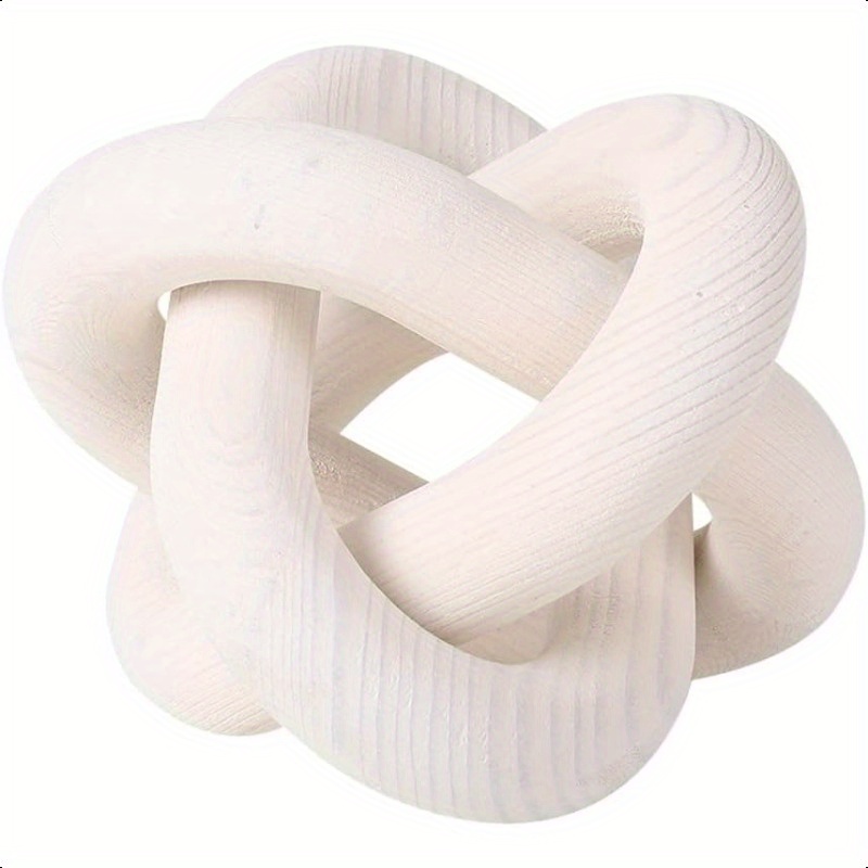 Handmade Wooden Chain Wall Decor – Bohemian Carved 3-Link Knot Decoration for Farmhouse Room, Bookshelf Table Rustic Home Accent